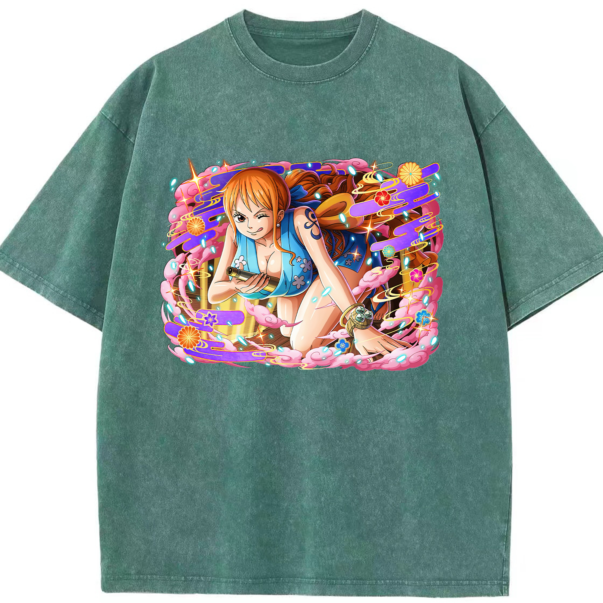 ワンピース ナミ ONE PIECE Nami 綿100% ヴィンテージ風 半袖Tシャツ（フロントプリント）
